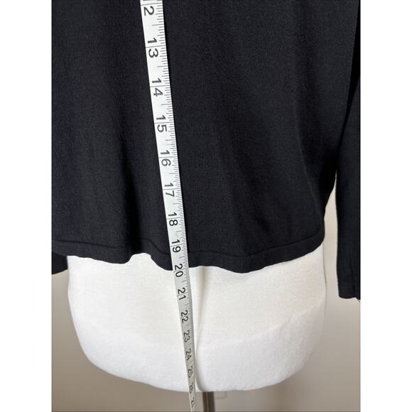 Black Faux Fur Trim Silk Blend Cardigan XL Y2K Mob Wife Witchy Goth Spense - Picture 5 of 16